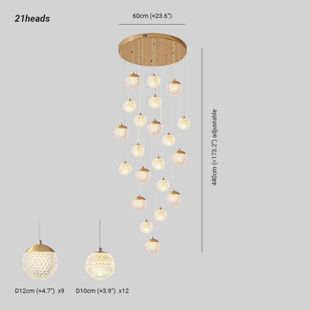 Jibril Pendant Light Dimensions, Lassola, Adjustable height, spherical