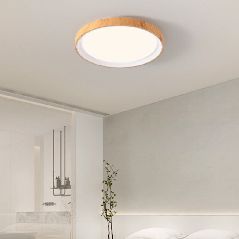 Quinn Modern LED Flush Mount Lighting Wood Acrylic Kitchen