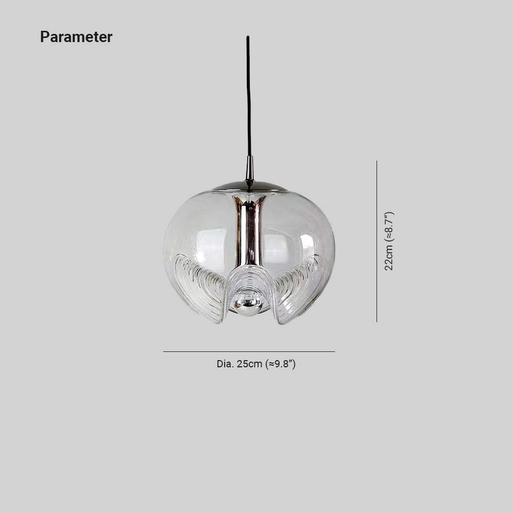 Hailie Modern Wave Glass Pendant Light - Dimensions
