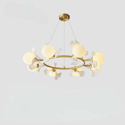 Olivia Chandelier gold ring and leaf design