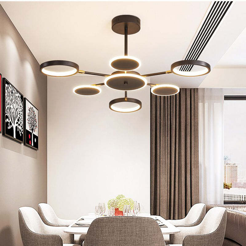 Modern Led Chandelier Geometric Metal Acrylic