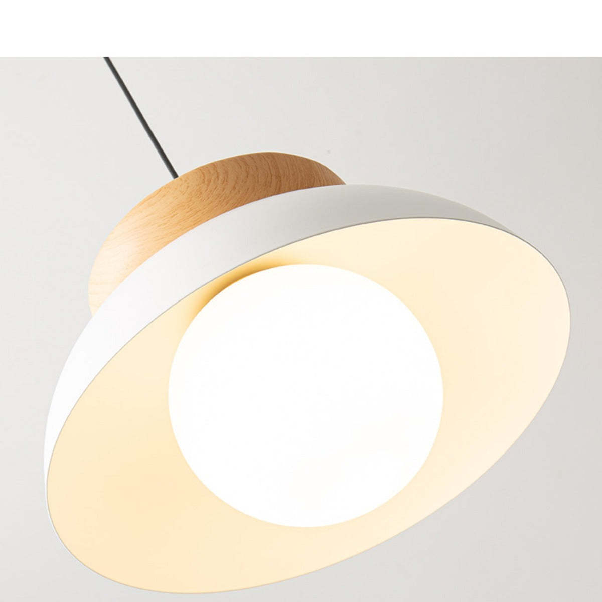 Ozawa Nordic Pendant Light - White and Wood Detail