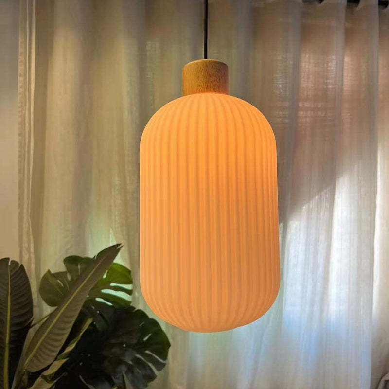 Ozawa modern glass pendant light in living room Ozawa Modern Wood Glass Pendant Light
