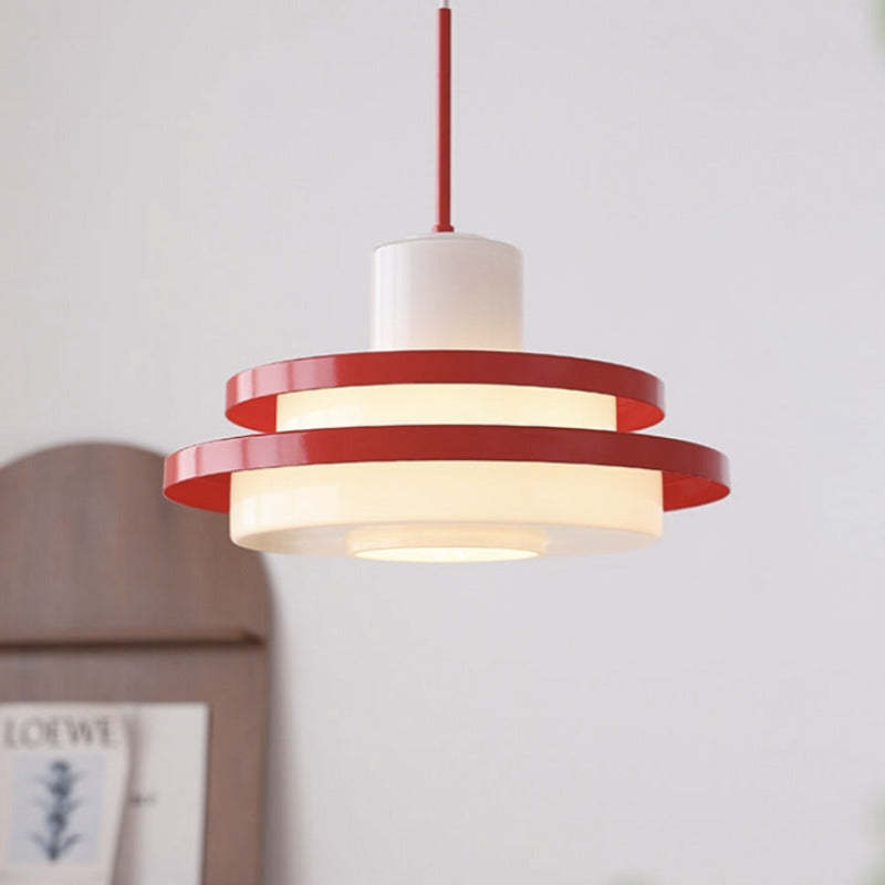 Hailie Bauhaus pendant light in red and white, modern design