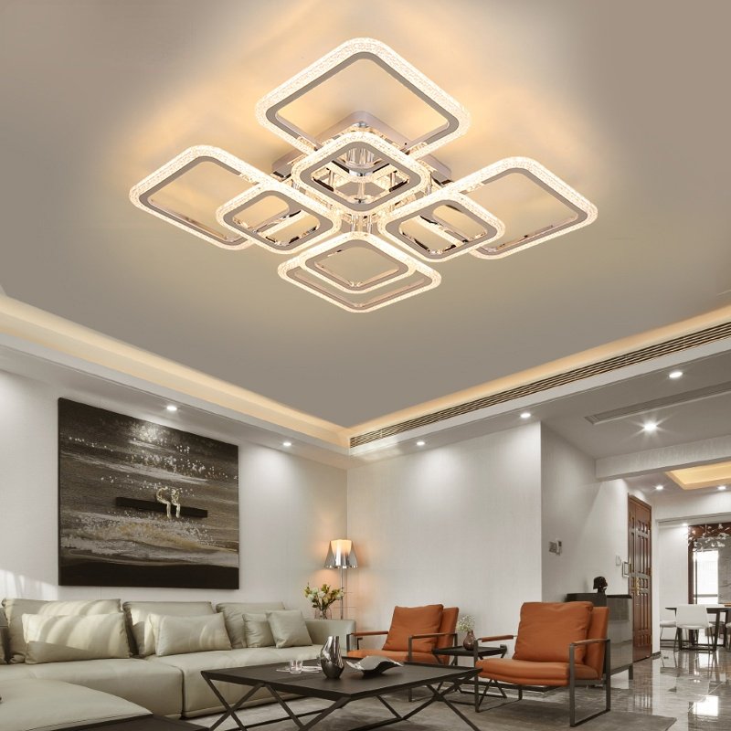 Modern Square Flush Mount Ceiling Light in Living Room