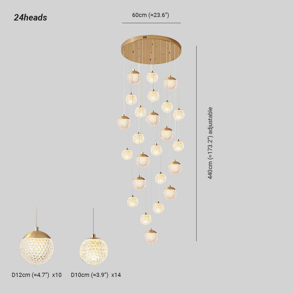 Jibril 24-Head Pendant Light - Dimensions, Lassola