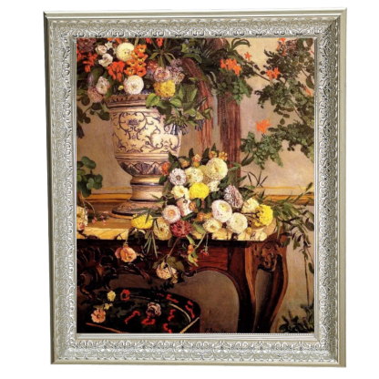 Flowers by Bazille oil painting reproduction in decorative silver frame