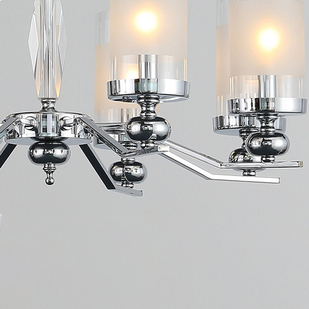 Alessio silver metal glass chandelier living room lighting.