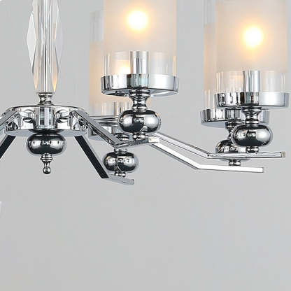 Alessio silver metal glass chandelier living room lighting.