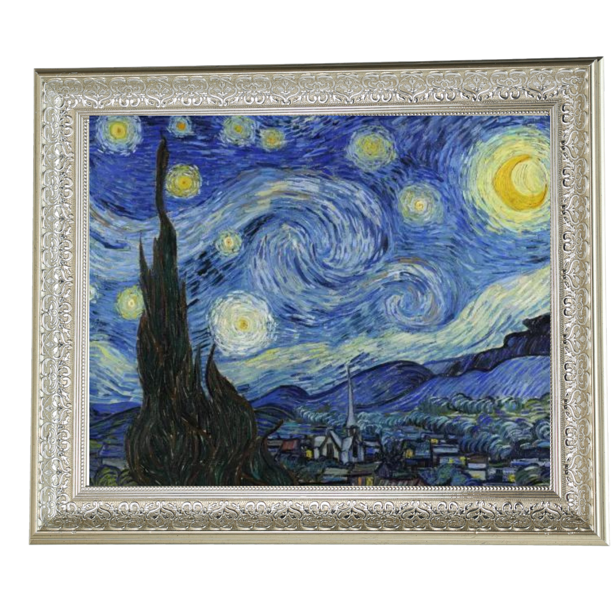 Framed oil painting of Van Gogh's Starry Night for dining room