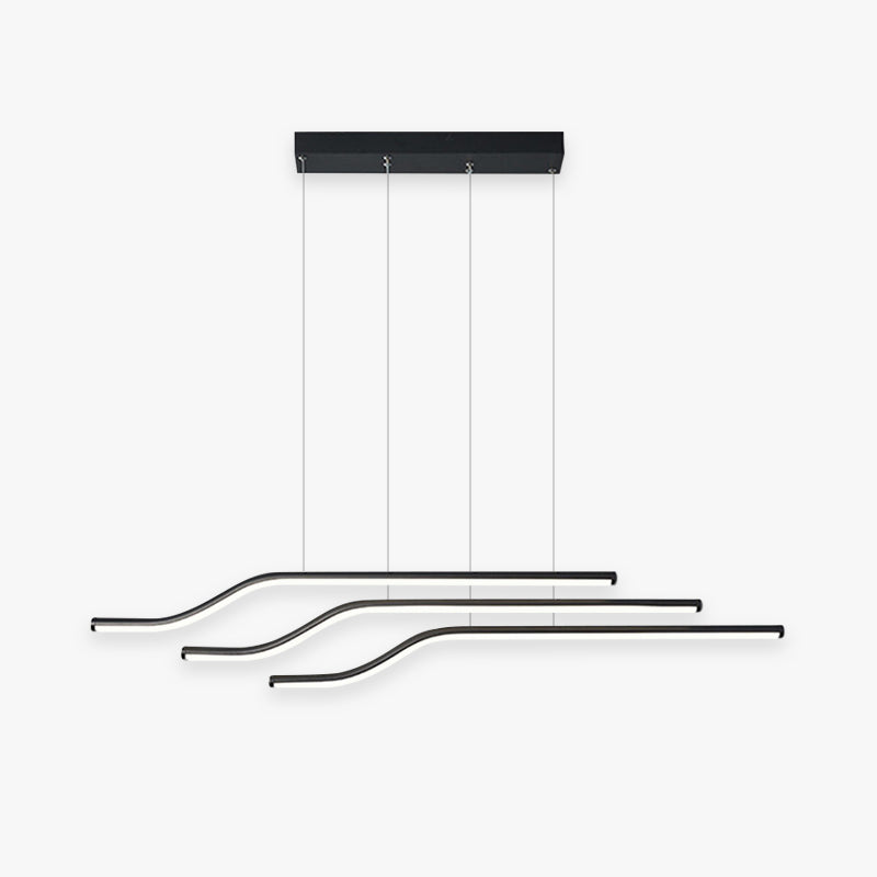Louise Minimalist Tri-Curved Metal Pendant Light in Black