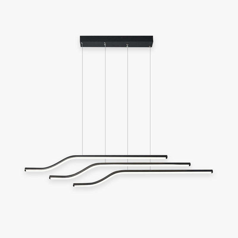 Louise Minimalist Tri-Curved Metal Pendant Light in Black