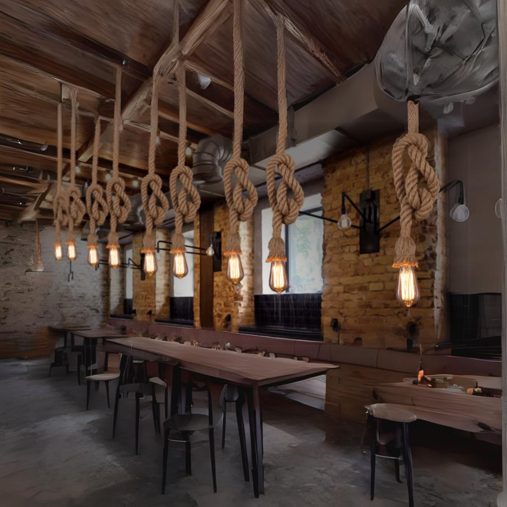 Alessio retro pendant lights, industrial rope lighting