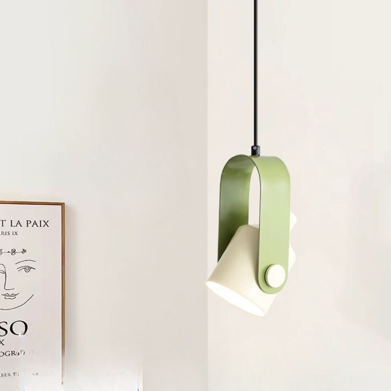 Modern Morandi pendant light, green and white metal design