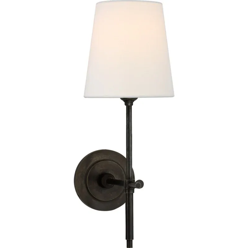 Austin Brass White Tapered Shade Wall Lamp