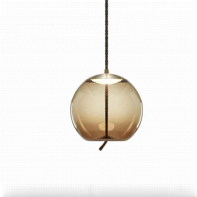 Valentina Pendant Light, gold glass and rope design