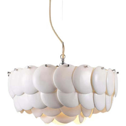 Lottie White Ceramic Leaf Chandelier - Art Deco Pendant Light