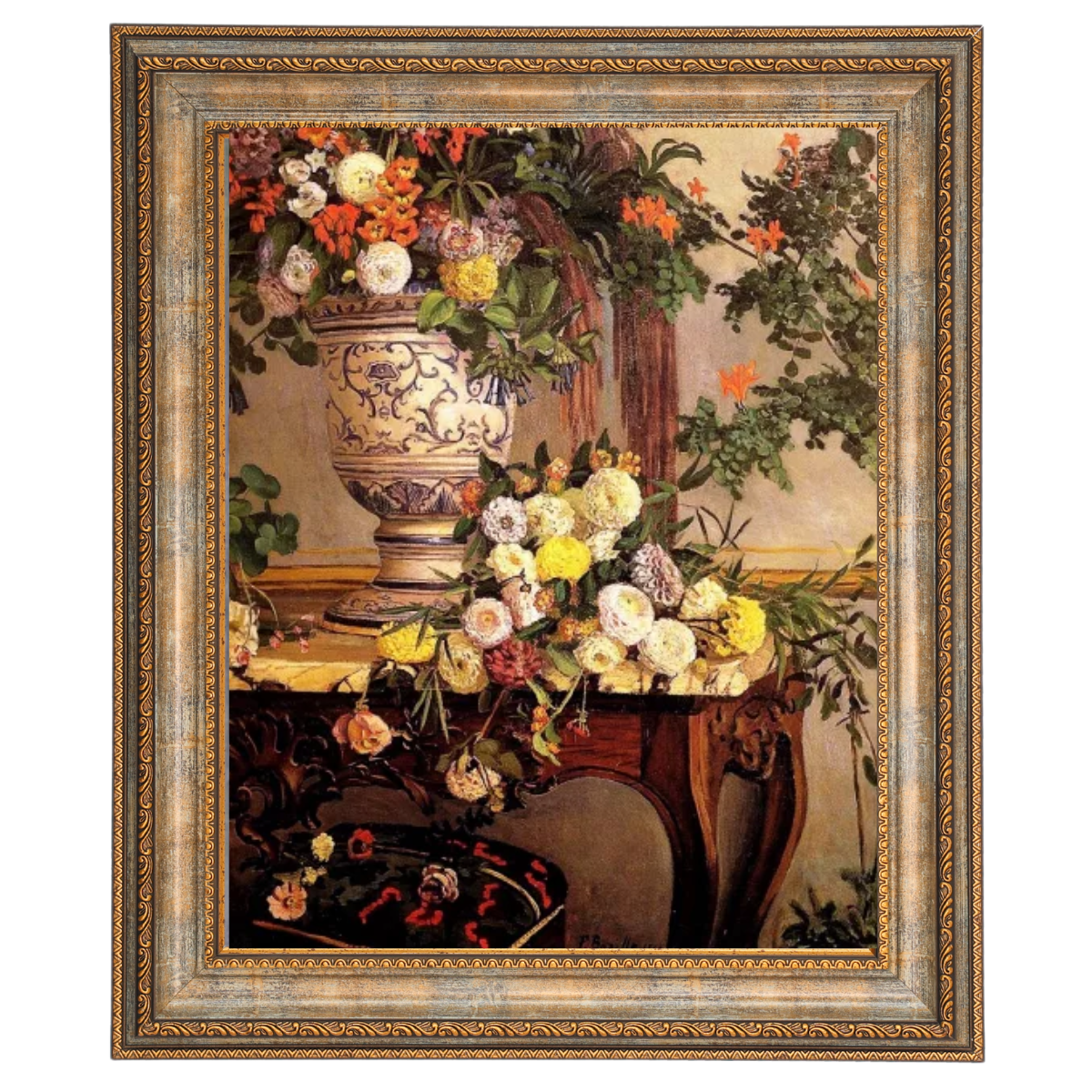 Flowers by Frederic Bazille oil painting, framed floral art