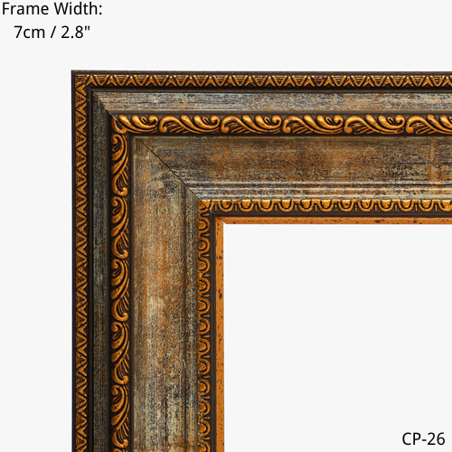 Ornate gold picture frame corner detail, 7cm width, CP-26