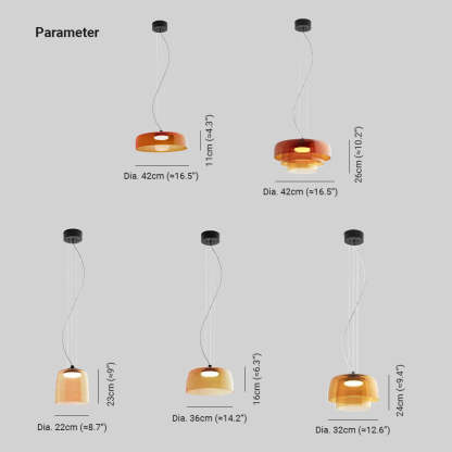 Morandi Modern Pendant Light Dimensions - Orange Glass