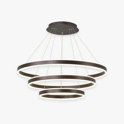 Arisha Coffee LED Pendant Light, 3 Ring Chandelier