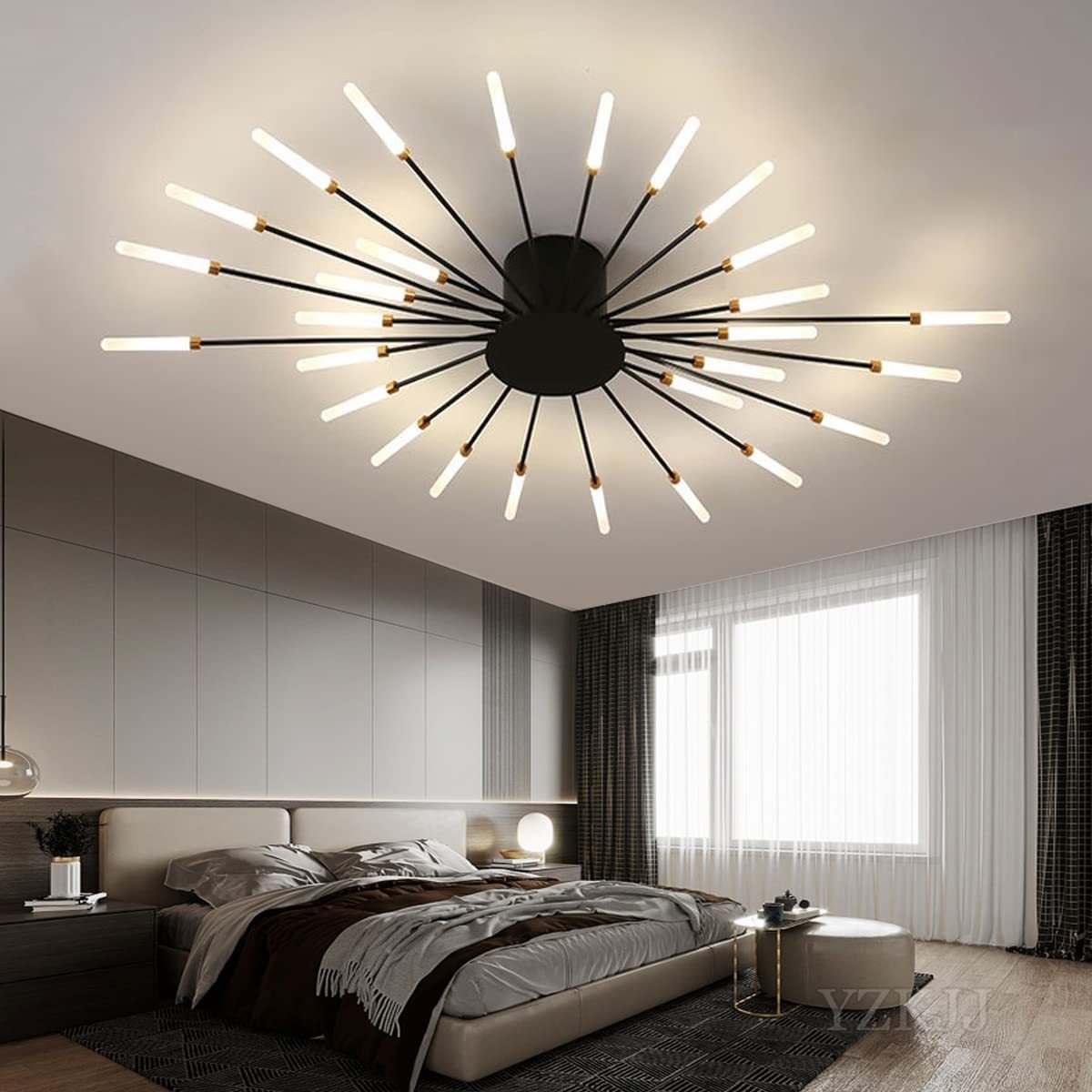 Lowry Fireworks Ceiling Light in Bedroom