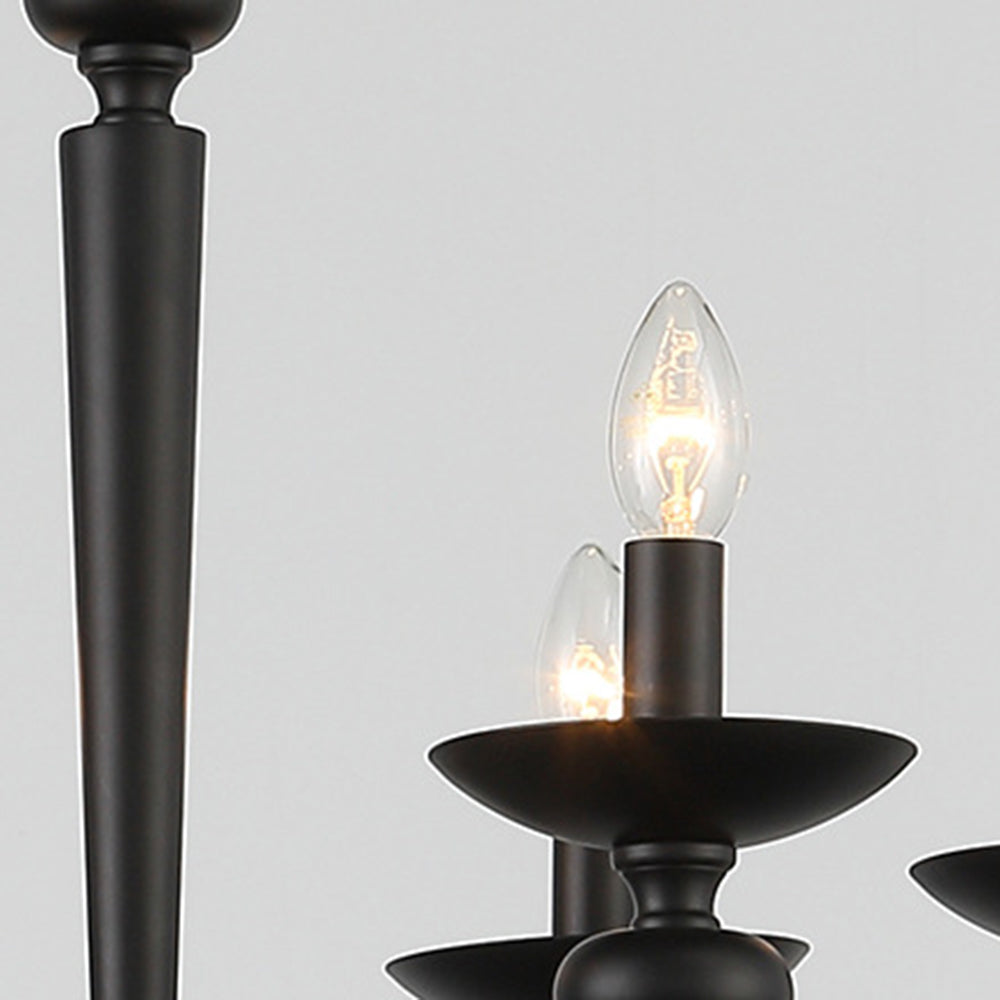 Alessio black retro candle chandelier close-up
