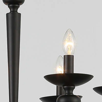 Alessio black retro candle chandelier close-up