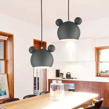 Grey cartoon pendant lights for dining room. Las Sola lighting.