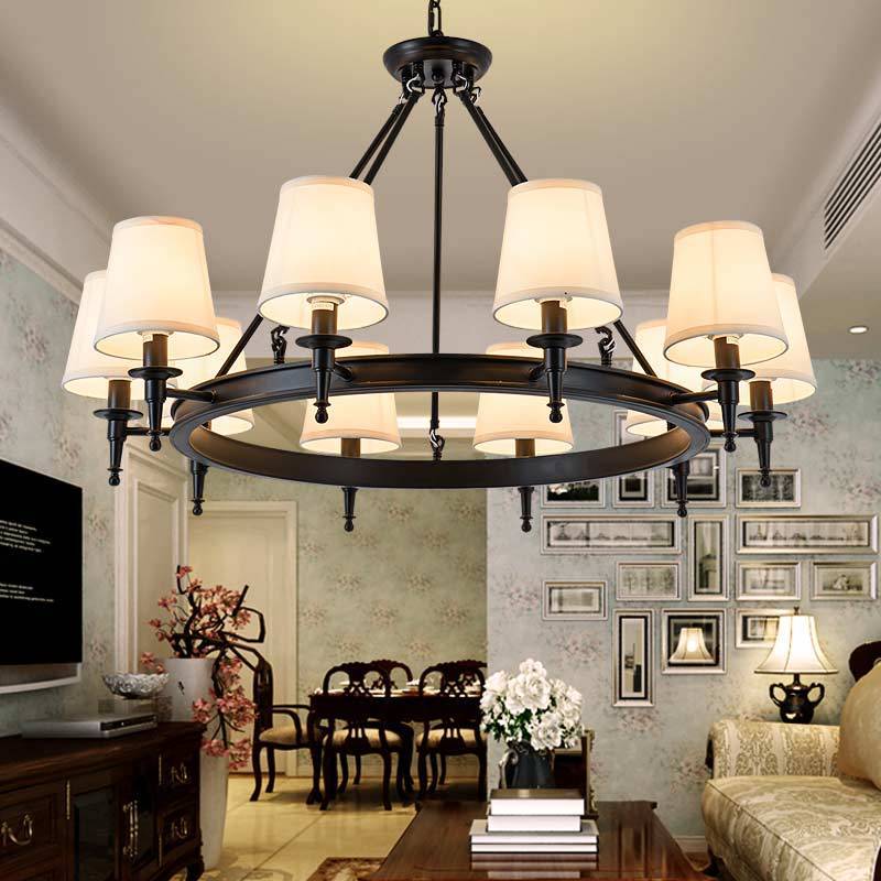 Alessio vintage metal chandelier with fabric shades