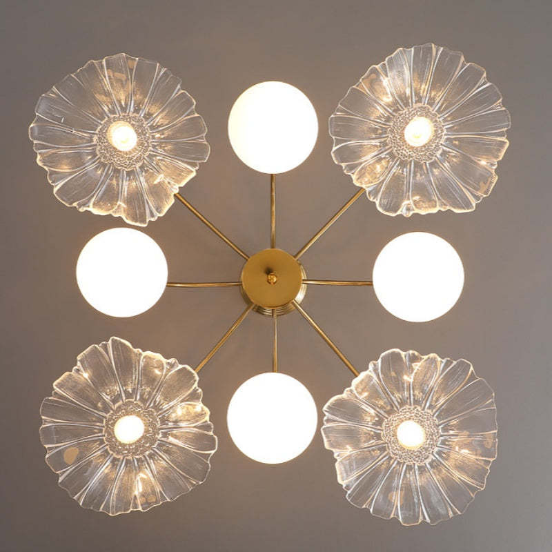 Hailie Nordic Chandelier with flower-shaped glass shades