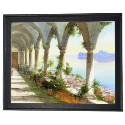 Capri Island colonnade view oil painting framed