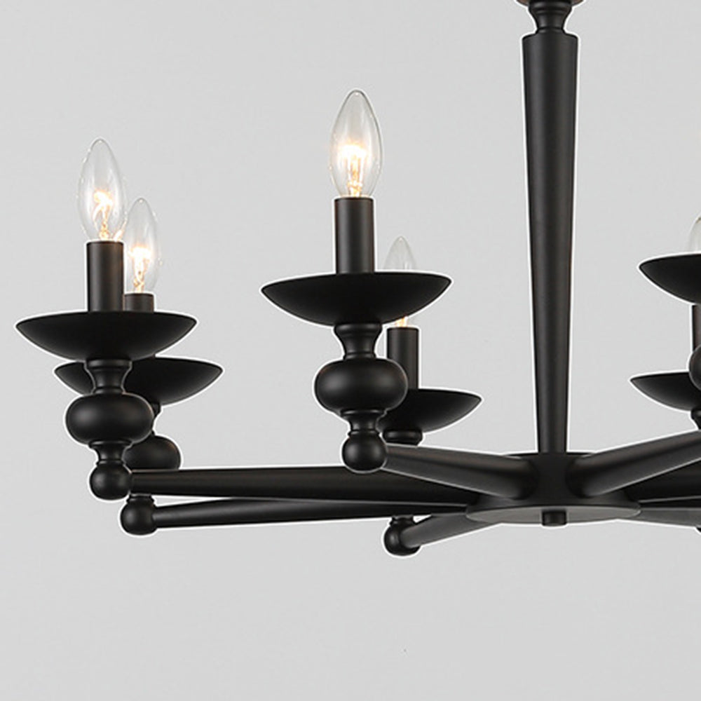 Alessio black retro candle chandelier lighting fixture