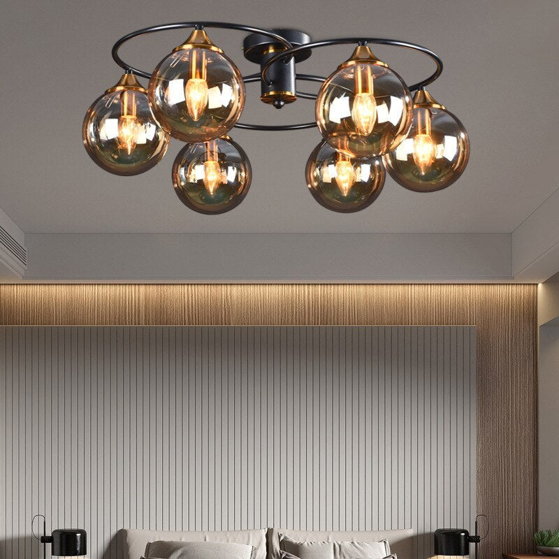 Nordic bubble glass ceiling light in modern bedroom