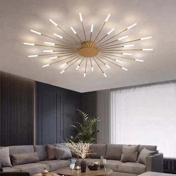 Lowry Fireworks ceiling light installed in living room