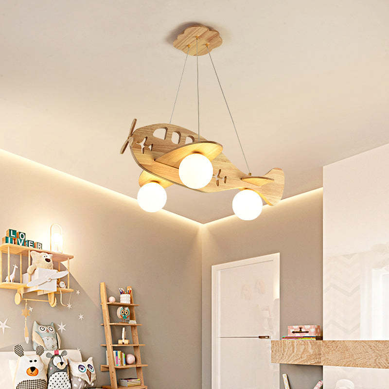 Minori Vintage Airplane Shape Pendant Light, Wood