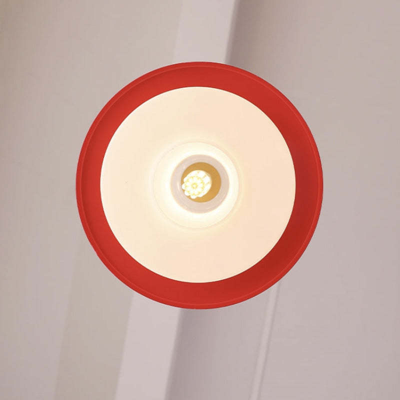 Hailie Bauhaus pendant light, red and white dome design