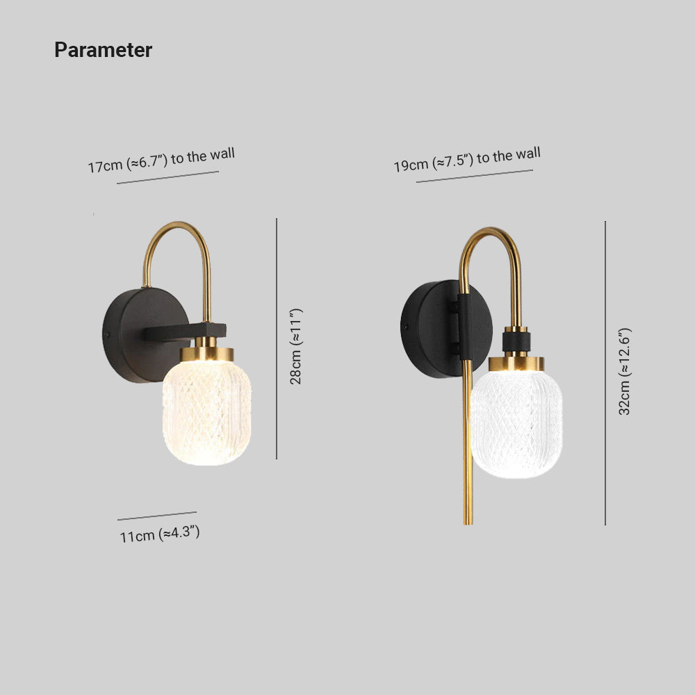 Blair Modern Wall Lamp dimensions: height, width, depth.