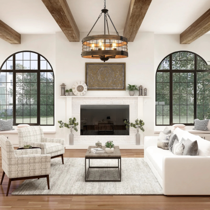 Alessio Industrial LED Pendant Light in a Living Room