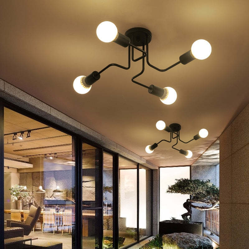 Vintage Modern Minimalist Industrial Metal Flush Mount Ceiling Light