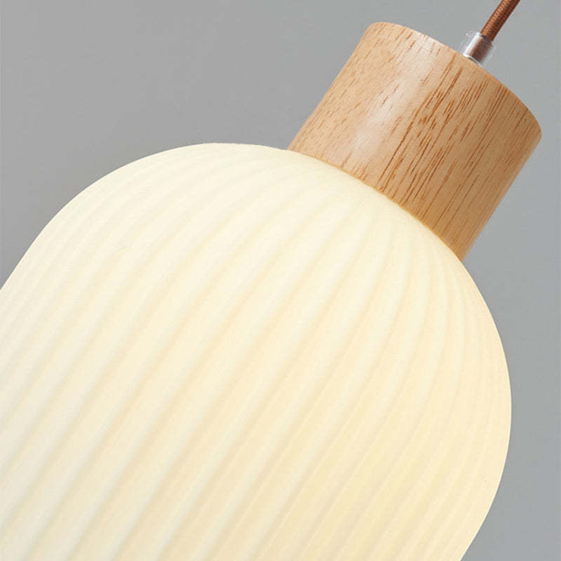 Ozawa wood glass pendant light close up Ozawa Modern Wood Glass Pendant Light