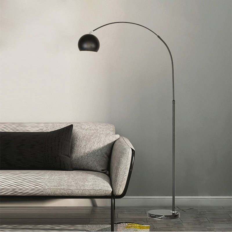 Modern Fishing 1 Light Arc Floor Lamp Metal Black Bedroom | Las Sola