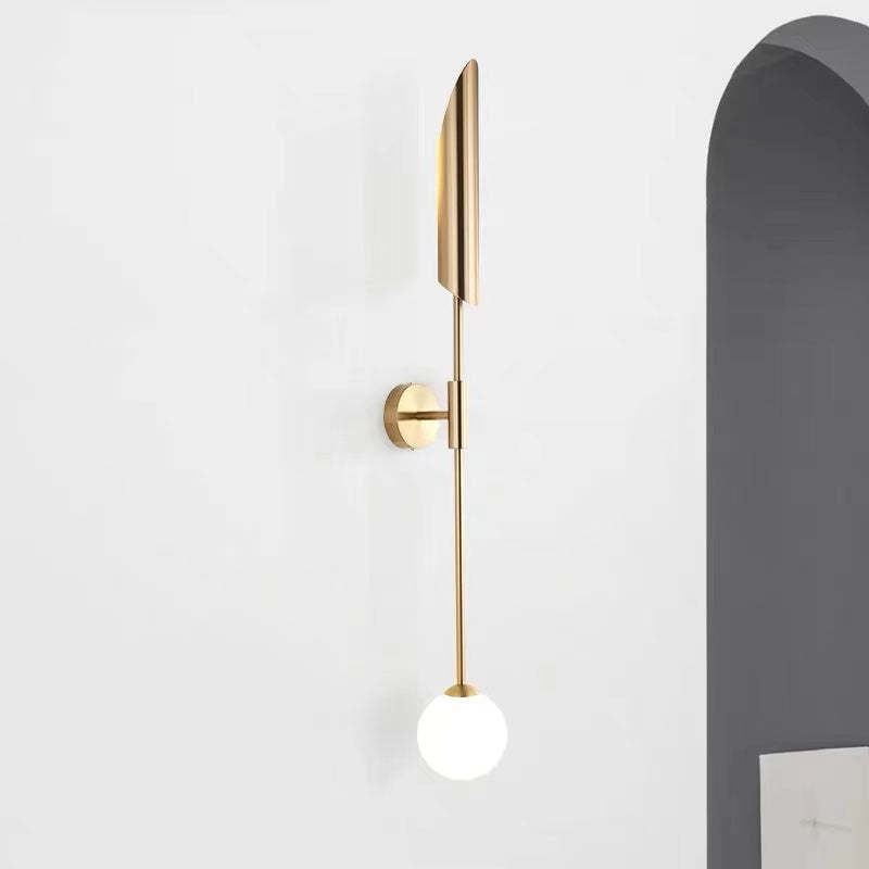 Meza Modern LED Wall Lamp, gold metal and glass, garden or corridor lighting