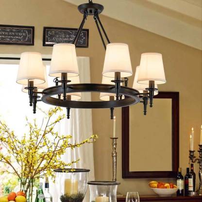 Alessio ring chandelier, vintage style, fabric shades
