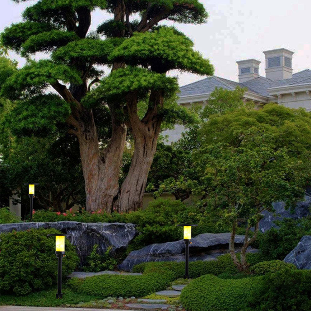 Pena outdoor ground lights illuminating a garden