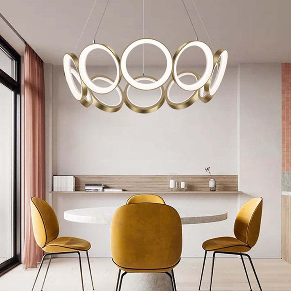 Arisha ring pendant light over dining table.
