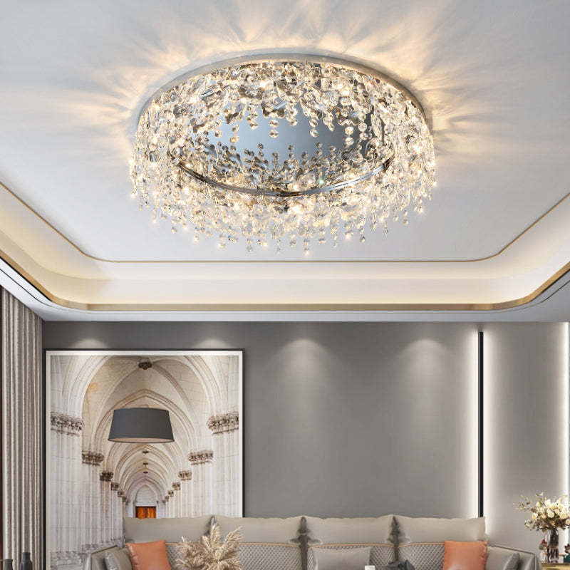 Kristy Crystal Flush Mount Ceiling Light in Living Room