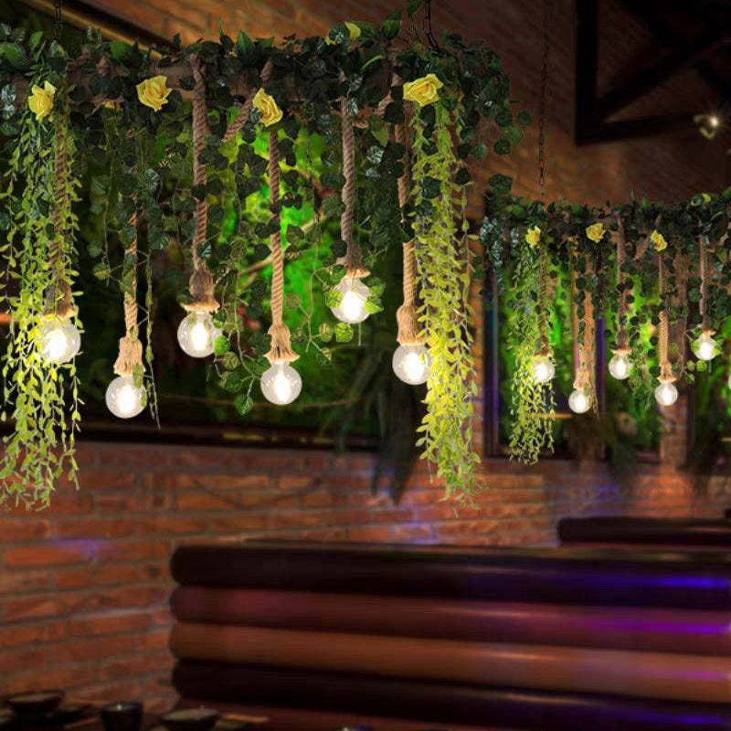 Artistic Nest Pendant Light with Ropes and Roses