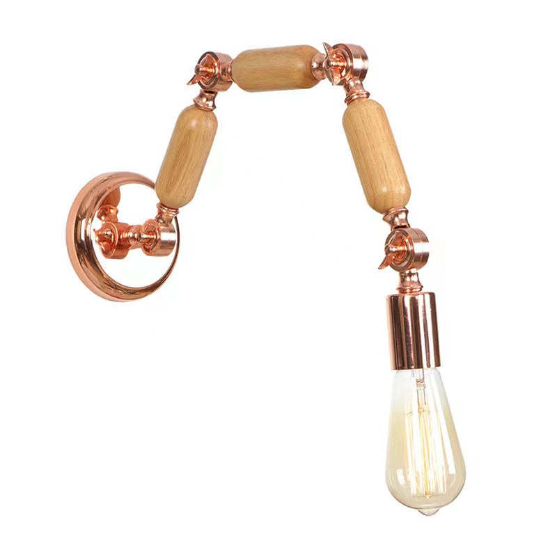 Alessio Wall Lamp: Wood and Copper Adjustable Fixture