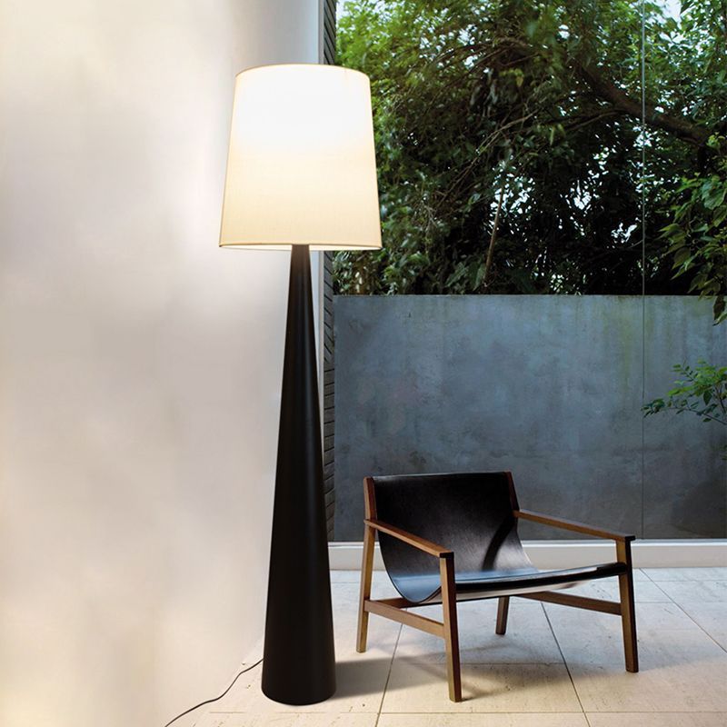 Eryn Floor Lamp: Nordic style fabric shade, cone base design.